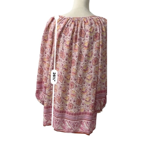 Adrienne Vittadini Feminine Floral Cottage Boho Puff Sleeve Peasant Blouse 2X - Picture 9 of 10